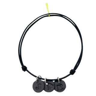 Bracelet Essentiel M initiale - Petites lettres - 3 porcelaines noires - Noir