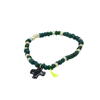 Bracelet Rocailles - Porcelaines au choix - Tons verts et dorés