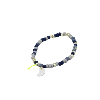 Bracelet Rocailles - Porcelaines au choix - Tons bleus, gris et dorés