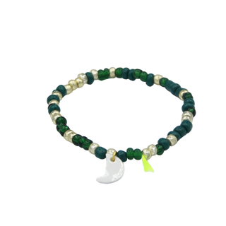 Bracelet Rocailles - Porcelaines au choix - Tons verts et dorés