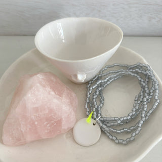 Bracelet Myuki - Porcelaine pleine lune couleur au choix - Argent