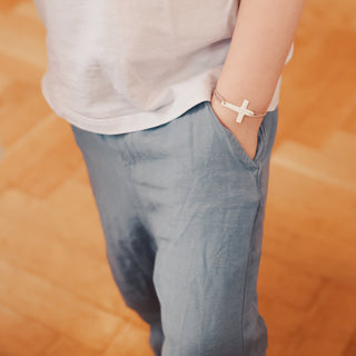 Bracelet L'indispensable - Croix latine blanche - Taupe - Version Mini