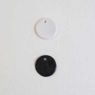 Bracelet Le T argent - Porcelaine mini pleine lune au choix - Noir et beige