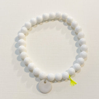 Bracelet Divine 6mm - Porcelaine blanche au choix - Coquillage blanc
