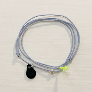 Collier Bracelet Triplette - Porcelaines au choix - Bleu irisé