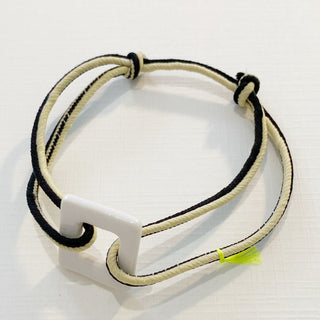 Bracelet L'inséparable M - Porcelaines au choix - Noir et beige