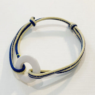 Bracelet L'inséparable M - Porcelaines au choix - Bleu marine et beige