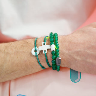 Bracelet Hé Ho Matelot - Porcelaine anneau au choix - Vert
