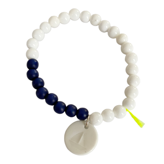 Bracelet Divine 6mm - Porcelaine blanche au choix - Perle givrée - Bleue et coquillage