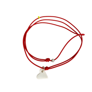 Collier bracelet Triplette - Porcelaine blanche au choix - Rouge fraise