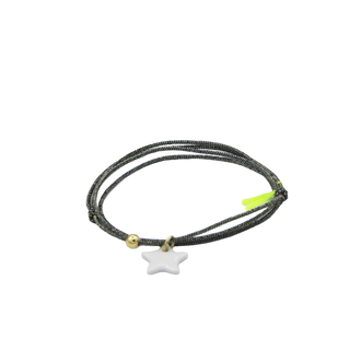 Collier Bracelet Triplette - Porcelaines au choix - Bleu marine irisé