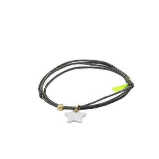 Collier Bracelet Triplette - Porcelaines au choix - Noir irisé