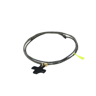 Collier Bracelet Triplette - Porcelaines au choix - Noir irisé