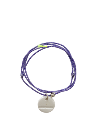 Collier bracelet Triplette - Porcelaine blanche Confiance - Bleu irisé
