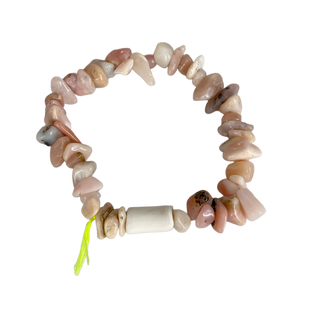 Bracelet Chips - Cylindre blanc - Rose Opale