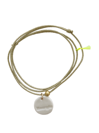 Collier bracelet Triplette - Porcelaine blanche Energie - Or irisé