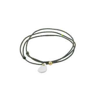 Collier Bracelet Triplette - Porcelaines au choix - Vert irisé