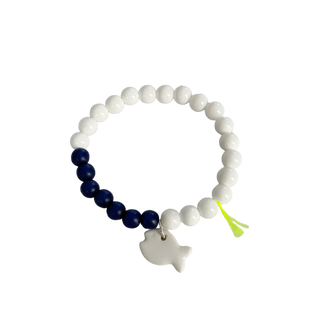 Bracelet Divine 6mm - Porcelaine blanche au choix - Perle givrée - Bleue et coquillage - Version mini