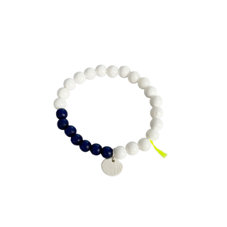 Bracelet Divine 6mm - Porcelaine blanche au choix - Perle givrée - Bleue et coquillage - Version mini