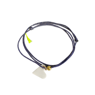 Collier bracelet Triplette - Porcelaine blanche au choix - Bleu irisé