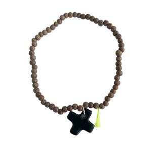 Bracelet Bayong 4mm - Croix noire- bois / Pour lui