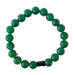 Bracelet divin 10mm - Porcelaine noire tube - Agate - Vert / Pour lui