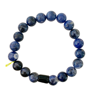 Bracelet divin 10mm - Porcelaine noire tube - Sodalite - Bleu